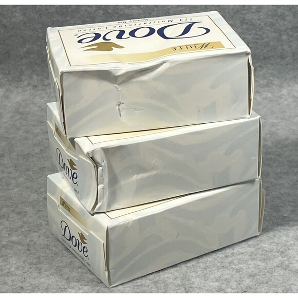 Vintage 2001 Dove LEVER White 4.75 Oz. 1/4 Moisturizing Soap Beauty Bars 3 Pack - Picture 9 of 11